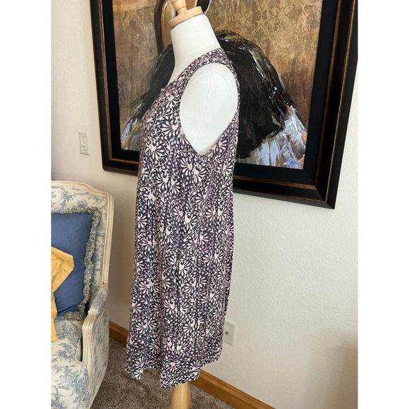 Women's Faherty Navy Pink Floral Sleeveless Dress M - Picture 3 of 7
